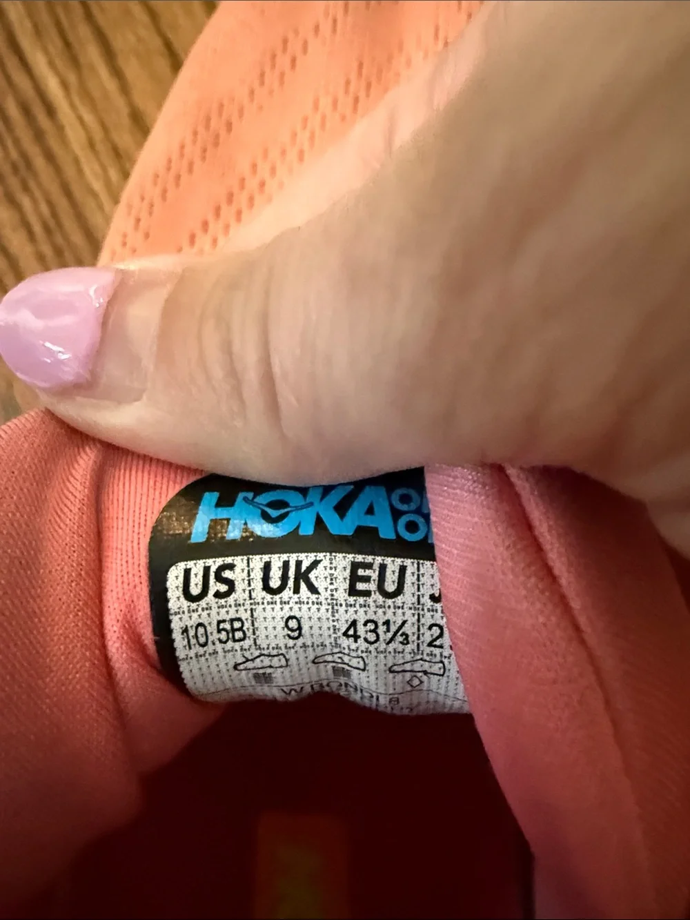 Hoka Women's Coral Pink Bondi 8 Athletic Running Shoes with Mint Accents 10B